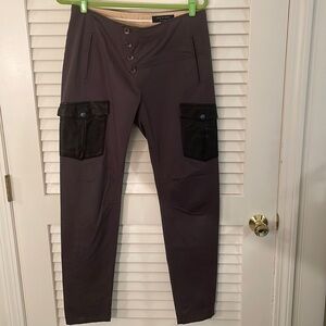 Rag & Bone New York Bowed Military Style Lambskin Leather Outside Pocket Pants